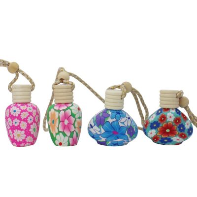 Car Perfume Glass Bottle 10ml Empty Hanging Perfume Bottle for Essential Oils Diffuser with Wooden Caps