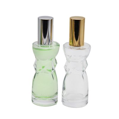 20ml luxury woman shaped glass refillable perfume spray bottle with gold cap