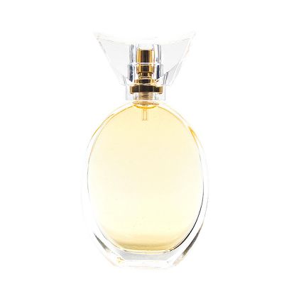 40ml Elegant Oval Clear Perfume glass bottle golden plated sprayer with crystal cover 