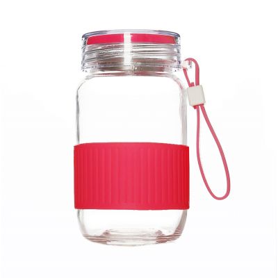 High Quality 300ml Glass Water Juice Milk Drinking Bottle with Silicone Sleeve