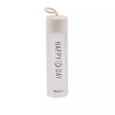 Customized logo 350ml frosted glass juice water bottle with cap