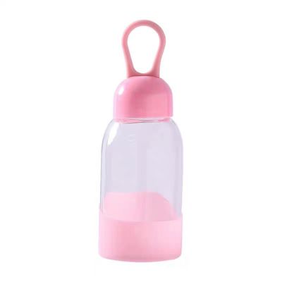cheap price Hot cute penguin shape glass water bottle with silicone sleeve