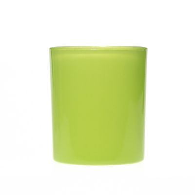 Factory Direct High Quality Gel Candle Jar 200ml Cylinder Green Glass Candle Holder for Soy Candle Making