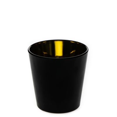 Black Golden 160 ml Round Glass Candle Cup / Empty 6oz Candle Holder for Sale