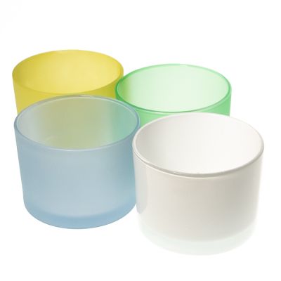 OEM Custom Design Cylinder Colorful Votive Candle Holder 500ml Empty Glass Jars for Candle Making 