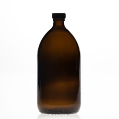 Pharmaceutical 1000ml 32oz Empty Round Amber PET Glass Sirop Bottle with 28mm Bakelite Cap