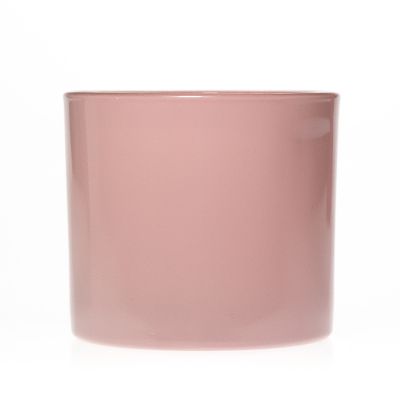 The Newest Wedding Decorative 260ml Candle Holder Glass Pink Color Cylinder Candle Jar Empty for Sale