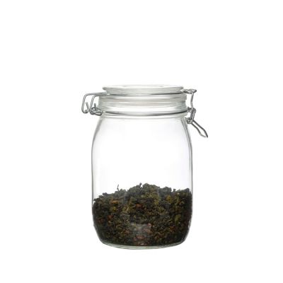 Custom hot sale reusable Airtight 1000ml glass storage jars