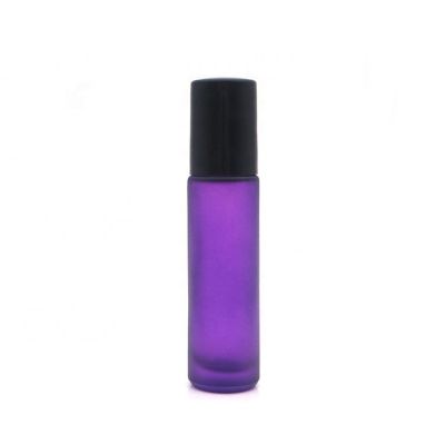 10ml Frosted Matte Purple Color Essential Oil Roller Glass Bottle with Stainless Steel Roller Balls for Essential Oils