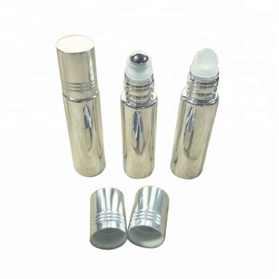 10ml essential oil electroplate roll on glass bottle with aluminum cap