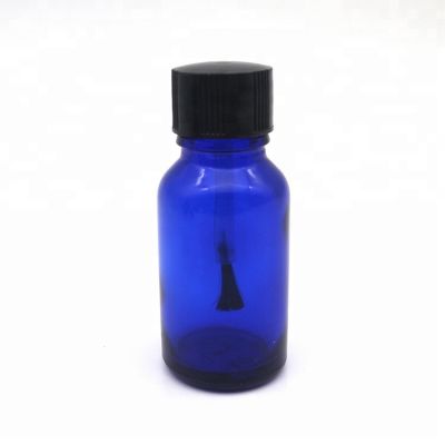 20ml cobalt blue glass essential oil cosmetic bottle with brush cover
