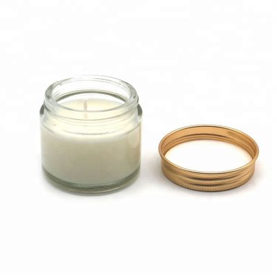 2oz clear round glass candle jar with metal screw lid