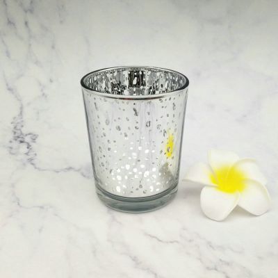 Silver Speckled Glass Votive Candle Holder Glass Votive Tealight Candle Holder