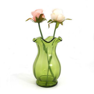 green color lotus leaf edge glass vases for decoration