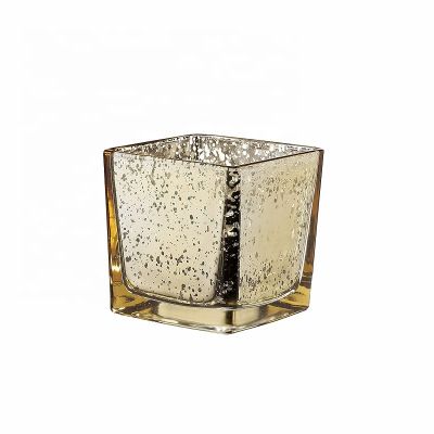 Wholesale Small Square Mercury Glass Tealight Candle Holder Glass Votive Candle Holder