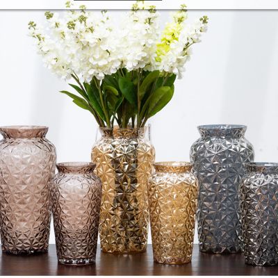 Centerpiece Retro Electroplating Colorful Cracked Mosaic Hand Made Mouth Blown Flower Glass Vase