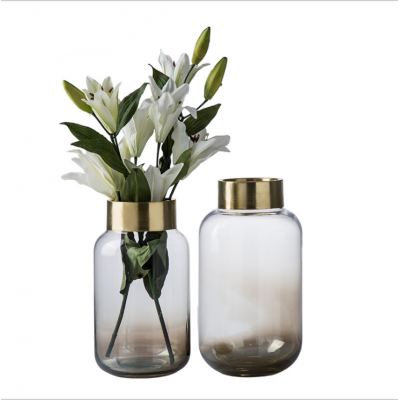 Wholesale Hand Made Modern Colorful Cylinder Glass Vase Glass Table Flower Vase for Home Decoration