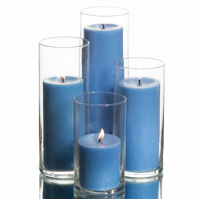Wholesale Tall Clear Glass Tube Candle Holders Glass Pillar Candle Holder