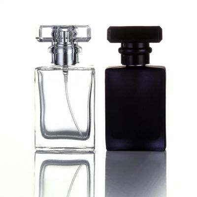 30ml 50ml Rectangle Empty Crystal Mens Elegant Black Perfume Spray Glass Bottle