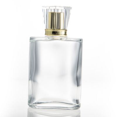 Clear Empty Glass 100ml Empty Spray Perfume Bottles With Gold Cap