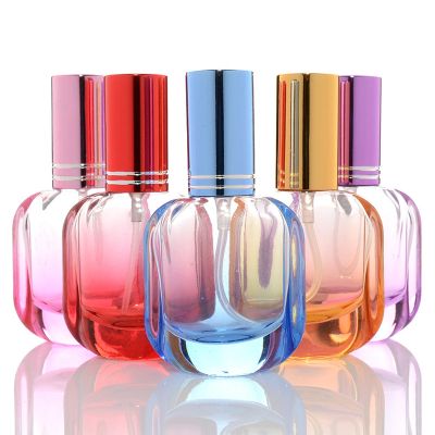 Custom Logo Fancy Elegant Colorful Premium Flat Round Glass Perfume Bottles