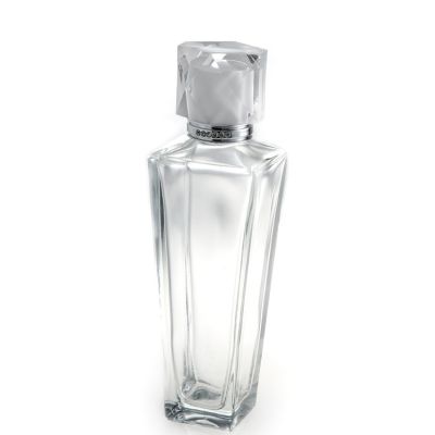 110ml Clear Glass Square Refillable Empty Perfume Bottles with Sprayer Applicator and PP cap