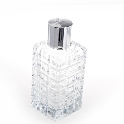 clear 100ml square glass perfume bottle atomizer with silver golden spray pumps