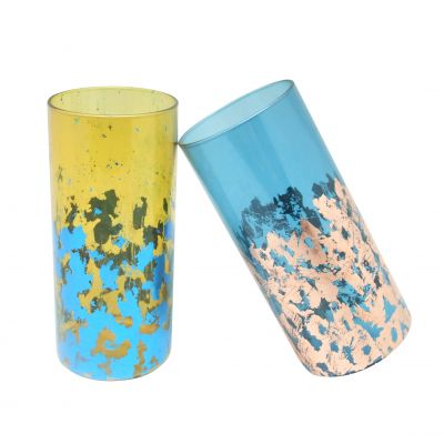 pillar candle holders with customized foil colors & patterns cylinder glass flower vases