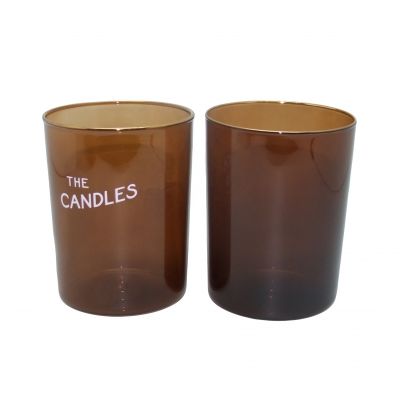 9oz luxury amber candle jars screen printed candle glass jars