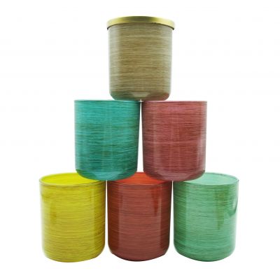 12oz colorful decorating candle holders glass jars aroma diffusers with metal wood bamboo corks lids