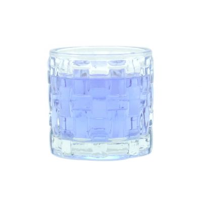 300ml high quality large candle holders glass wine glass embossed raised patterns 9oz jars for candle making