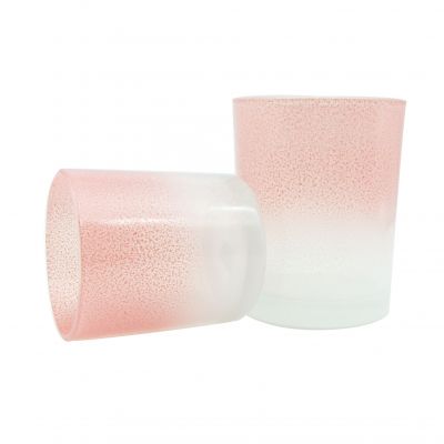 11oz 16oz unique Japanese style pink gradient white cute decorating glass cheap candle holders container vessels stock