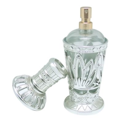 Arabic empty 75ml perfume spray bottles empty glass bottles with pump and metal sleeve China Supplier