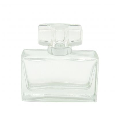 wholesale clear rectangle glass pump bottles perfume empty glass bottle 50ml with perfume bottle caps