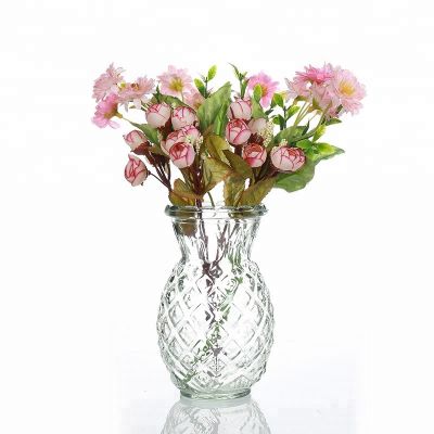 Wide Mouth Clear Glass Vase For Home Decoration With Flower 