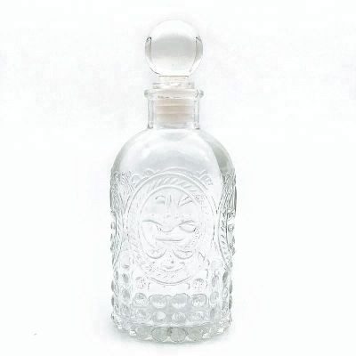 Custom Cylindrical Engraving Glass Diffuse Bottle With Glass Ball Cork 