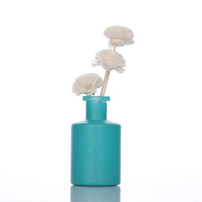 Wholesale 200ml Round Empty Frosted Colorful Glass Reed Diffuser Bottle 