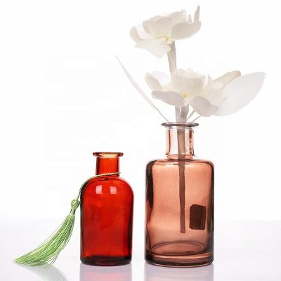 Luxury 100ml Red Color Glass Material Aroma Diffuser Bottle 
