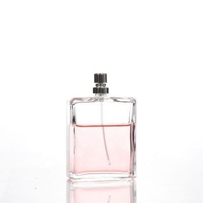 Clear Rectangle Glass Perfume Bottle with Pump Sprayer 