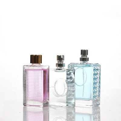 Custom Design 30ml 60ml 2oz Square Shaped Crystal Glass Perfume Oil Bottle with Pump Spray 