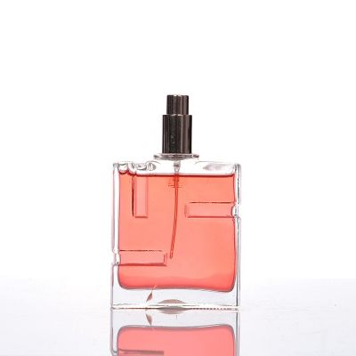 100ml square clear spray glass perfume bottle with pump for cosmetic packing