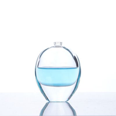 High Quality Clear Empty 80ml Oblate Glass Perfume Bottle with Sprayer Cap 