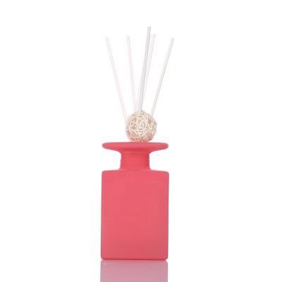 Rectangle Square Shaped 150ml 5oz Red Color Room Fragrance Reed Diffuser Glass Bottle 