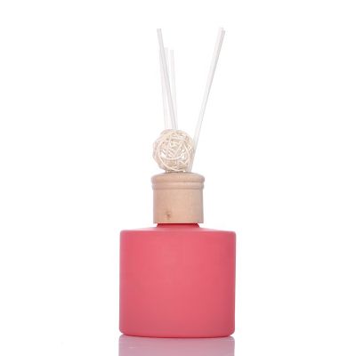 Screw Neck 200ml Cylinder Shaped Red Color Reed Diffuser Glass Bottle with Aluminum Screw Cap 