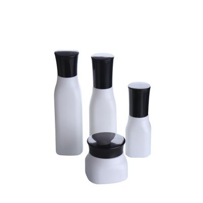 Empty White Square Glass Emulsion Essence Bottle Whitening Cream Jar Travel Cosmetic Containers Glass Lotion Pump Bottle 