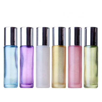 Factory Essential oil roller bottle gold silver glass bottle lips 10ml Pearl Pink Glass Perfume Bottle roll on