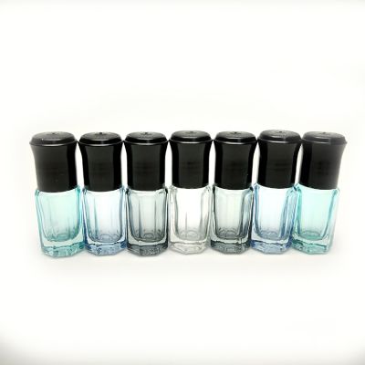 Low MOQ thick glass octagon colored empty cosmetic glass roller bottle 3ml 