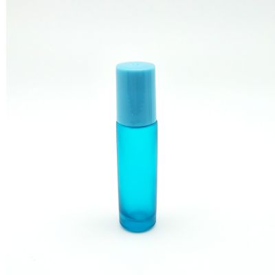 Special frosted light blue cosmetic 10ml essential oil used color matt glass roll on bottle