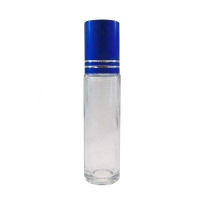 Stocked 10ml Clear Glass Roll on Bottle with Alumite Lid and Stainless Steel Roller Balls for Cosmetic 