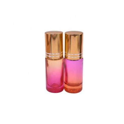 high quality various color beautiful cylinder shape 5ml roll on glass bottle with steel ball for perfume, essential oil 